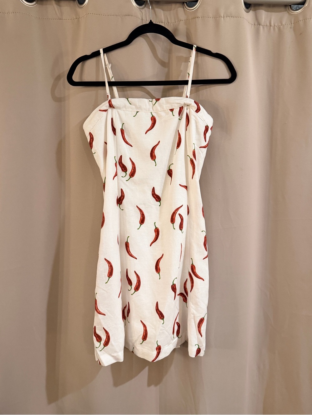 Jessica Simpson White Spaghetti Strap Dress with Red Pepper Print